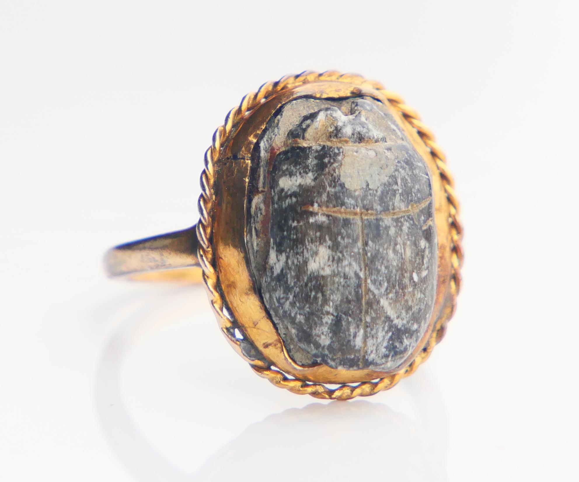 1913 Anello antico Scarabeo egizio in oro giallo 18 carati Ø 5,25US/ 3,5gr in vendita 3