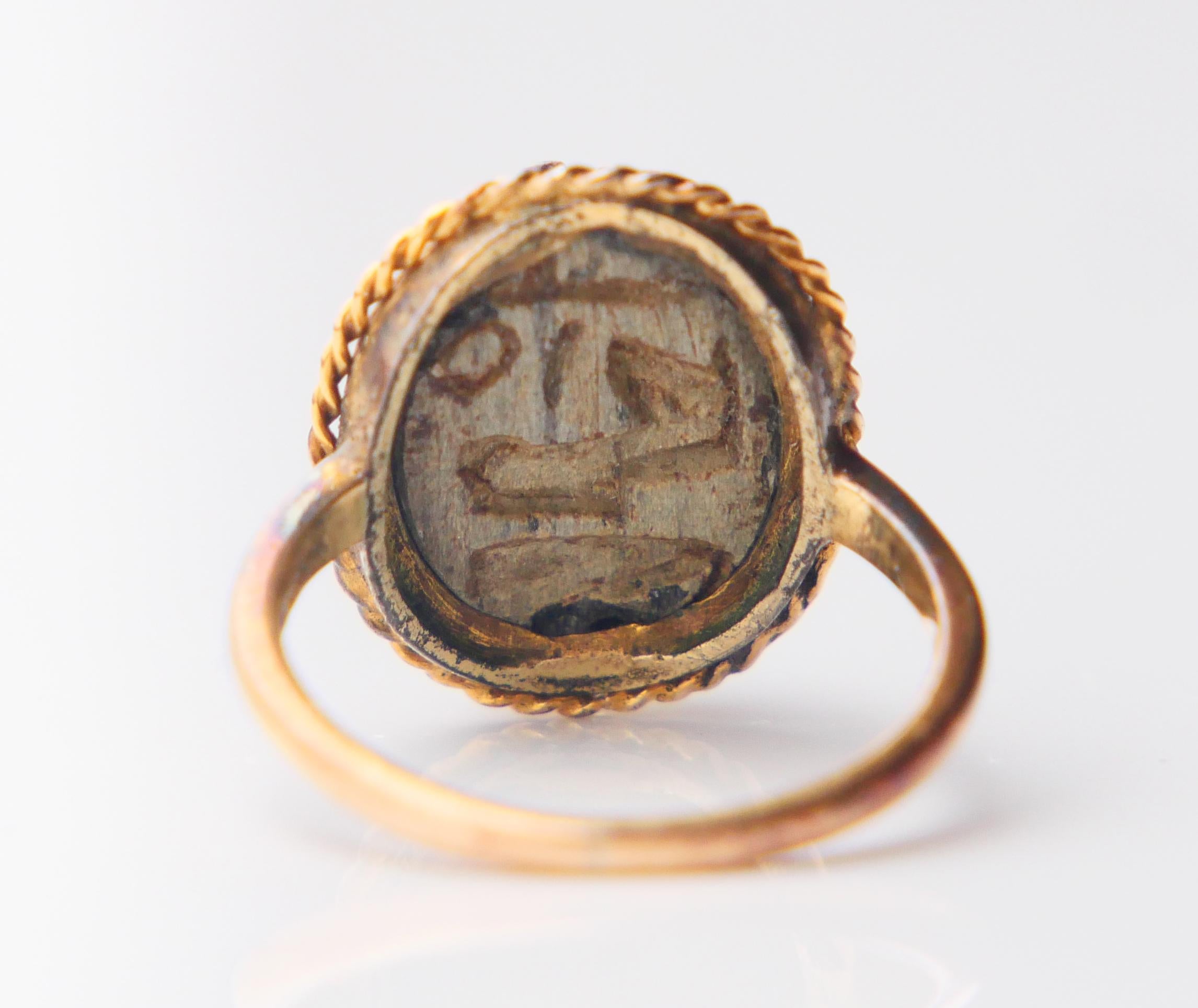 1913 Anello antico Scarabeo egizio in oro giallo 18 carati Ø 5,25US/ 3,5gr in vendita 4