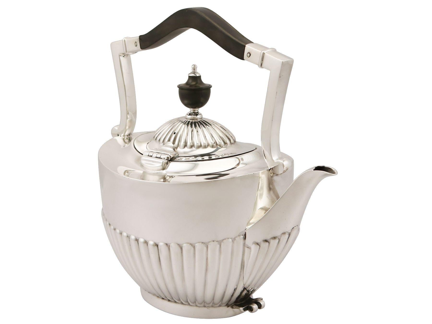 1913 Antique George V Sterling Silver Spirit Tea Kettle 1