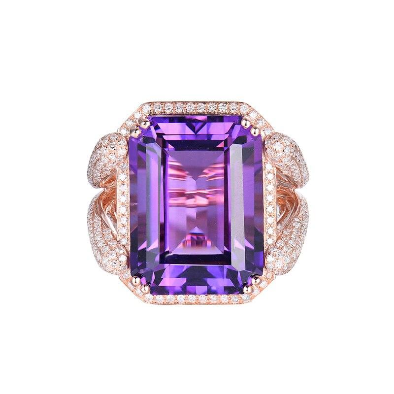 19.13 Carat Amethyst Ring with 230 White Diamonds is a real wow factor and set in 14 Karat Rose Gold.   It has diamonds all around the main stone and and on the bands too which covering most of the ring.    If you are looking for anything specific