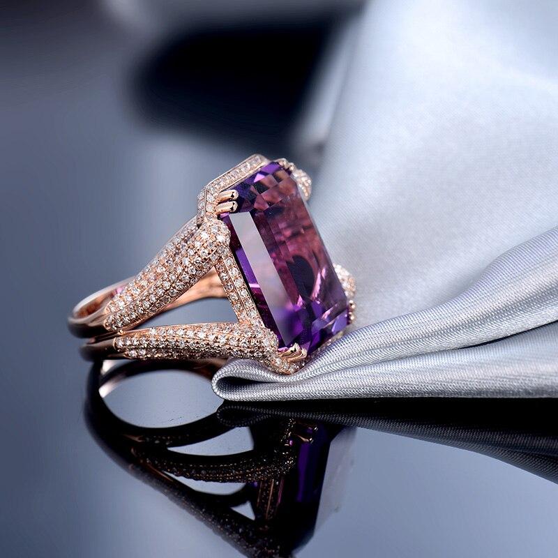 19.13 Carat Amethyst Diamond Ring 14 Karat Rose Gold In New Condition For Sale In Barnsley, GB