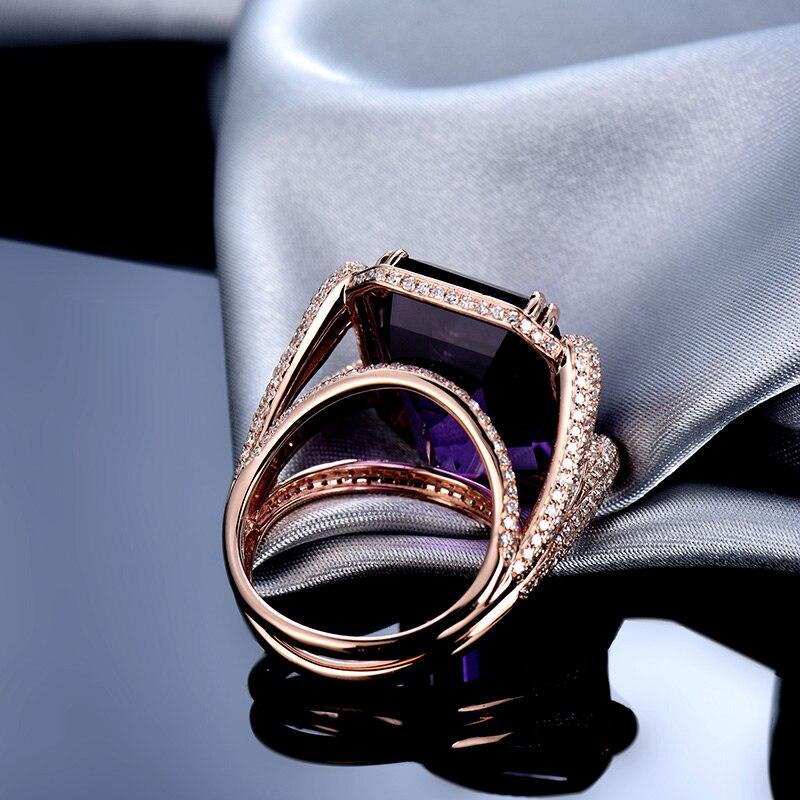 Women's 19.13 Carat Amethyst Diamond Ring 14 Karat Rose Gold For Sale