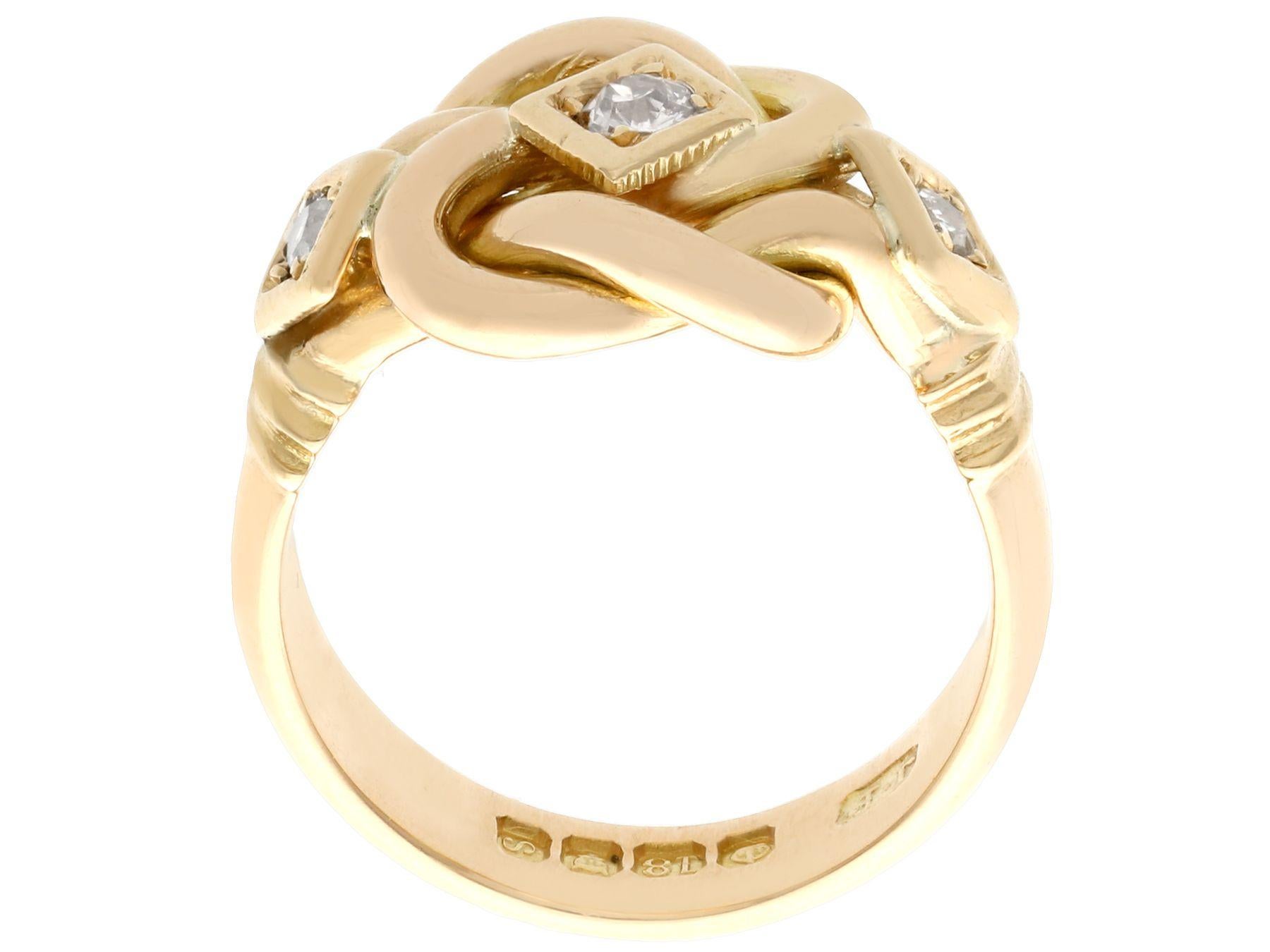 Women's or Men's 1913 Diamond and Yellow Gold Love Knot Cocktail Ring