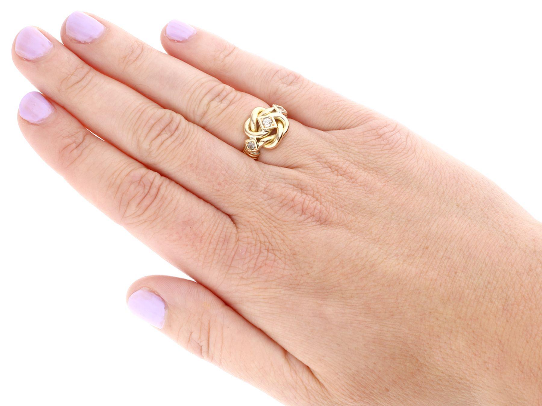 1913 Diamond and Yellow Gold Love Knot Cocktail Ring 1