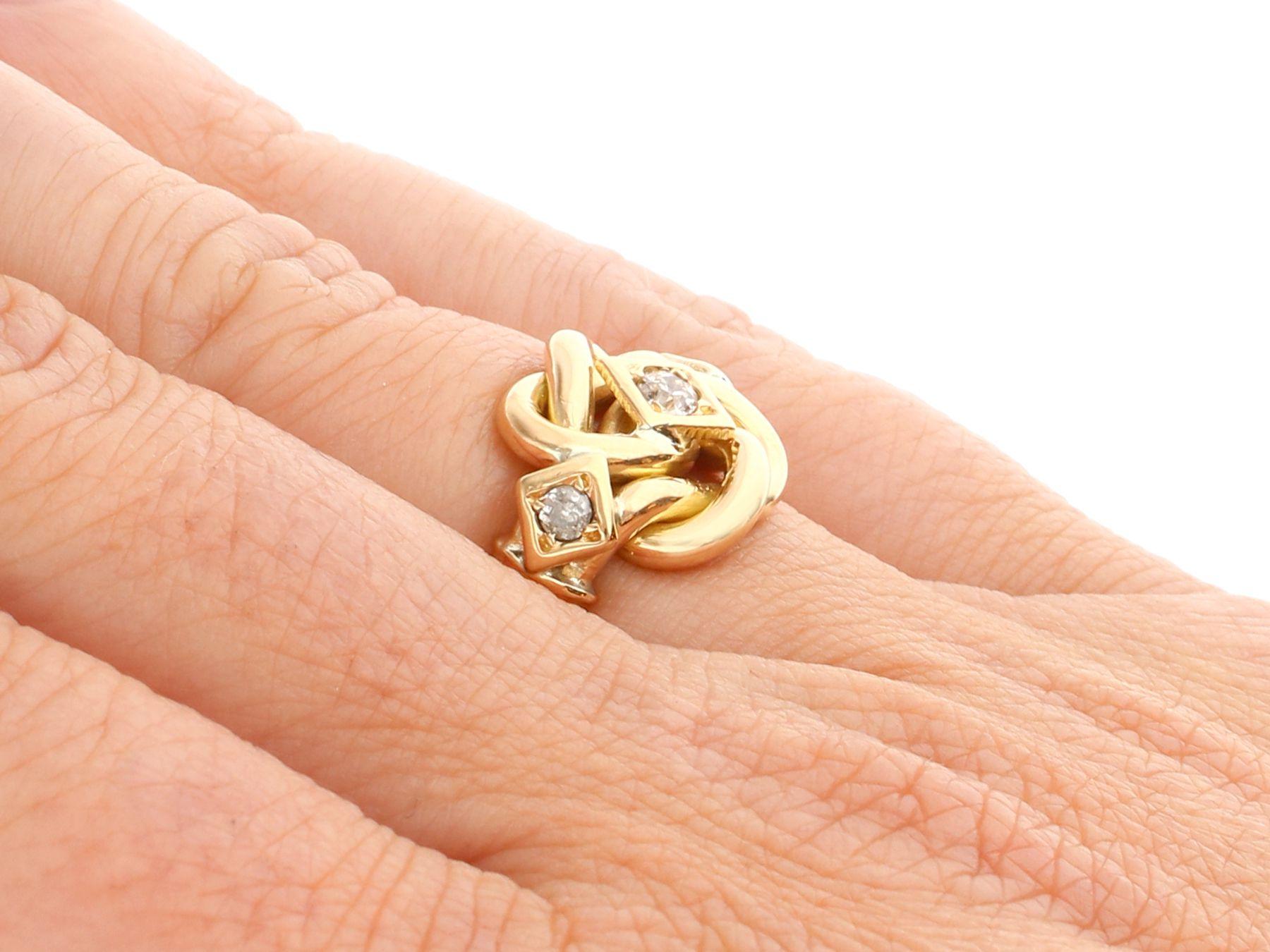 1913 Diamond and Yellow Gold Love Knot Cocktail Ring 2
