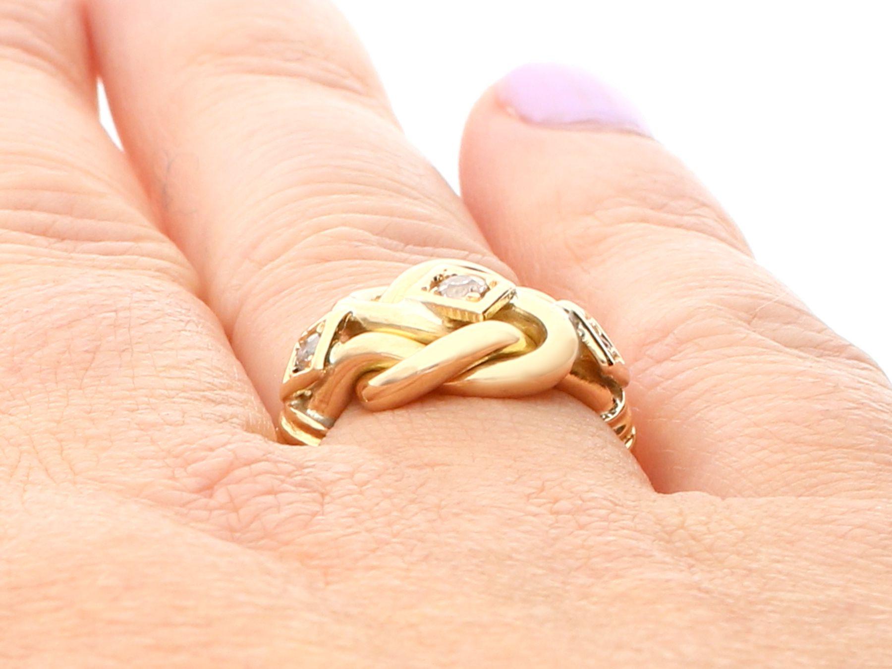 1913 Diamond and Yellow Gold Love Knot Cocktail Ring 3