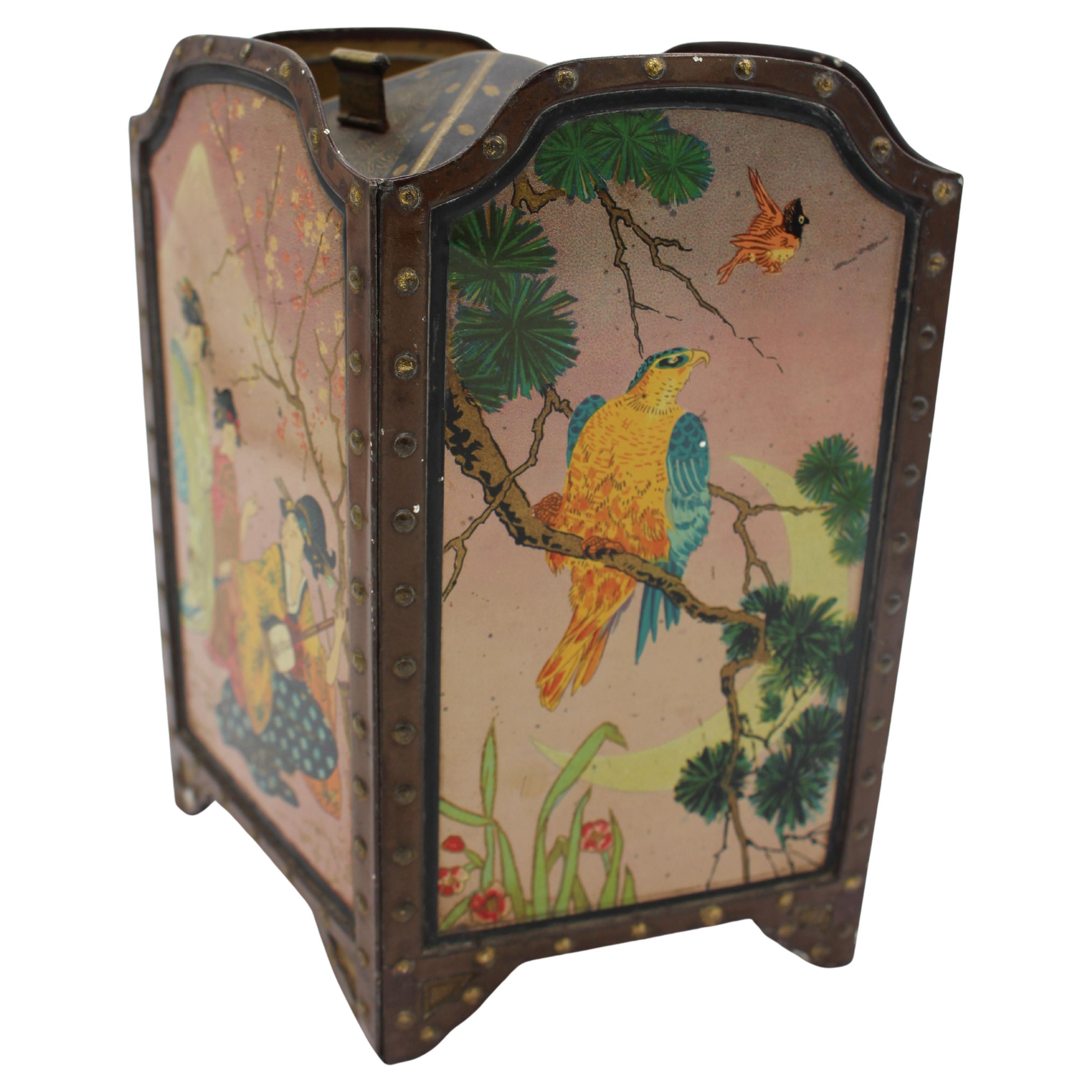 1913 Huntley & Palmers Japanese Screen Form Biscuit Tin Box For Sale