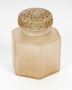 1913 René Lalique - Box Pot à Creme Chrysantheme Glass With Sepia Patina