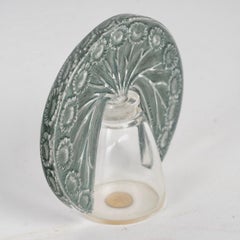 1913 René Lalique Perfume Bottle Paquerettes Roger & Gallet Glass Blue Patina