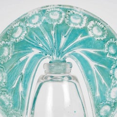 1913 René Lalique Perfume Bottle Paquerettes Roger & Gallet Glass Blue Patina
