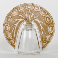 1913 René Lalique Perfume Bottle Paquerettes Roger & Gallet Glass Sepia Patina