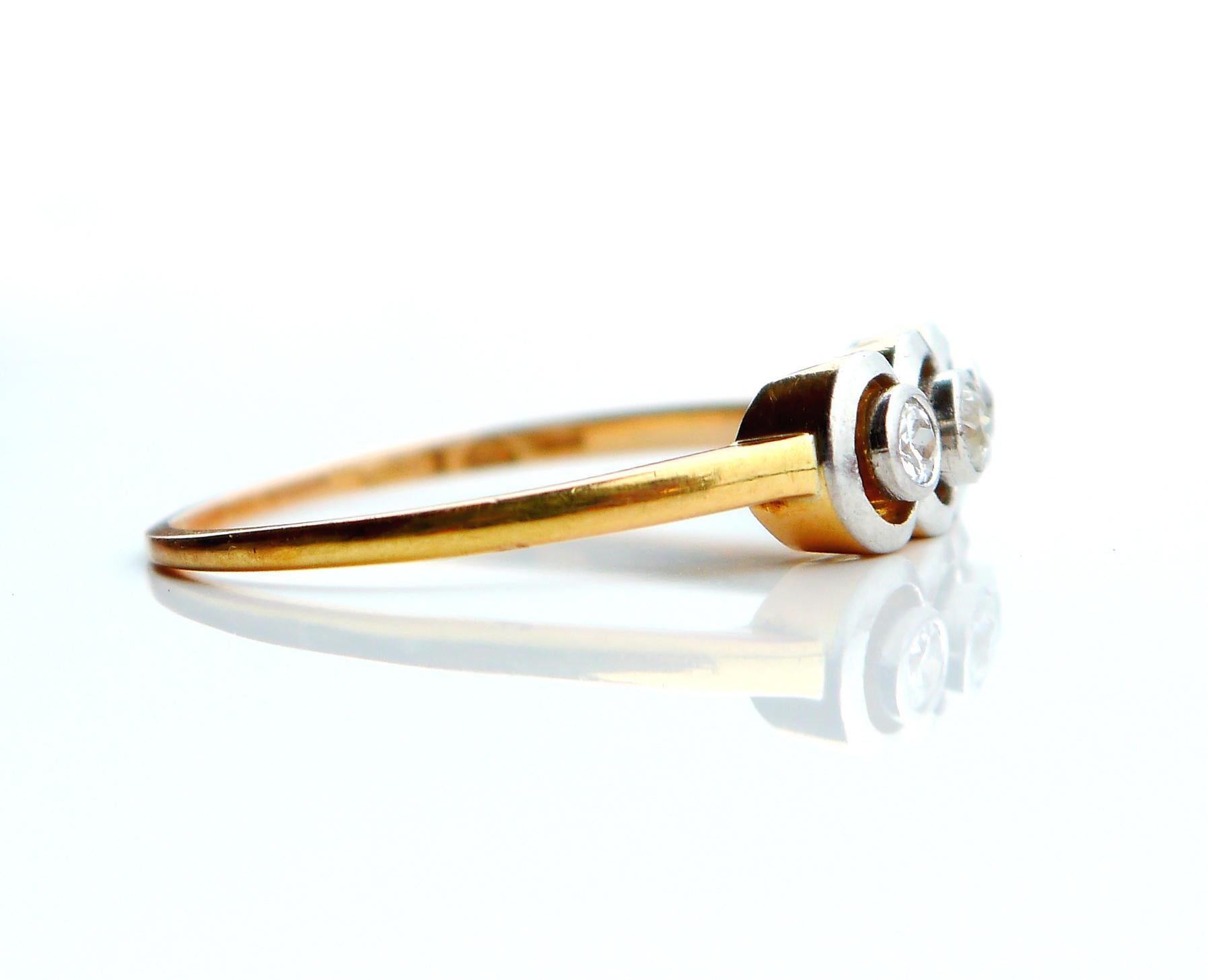 1913 Ring 0.25ct Diamanten massiv 18K Gelbgold Platin ØUS9.5/ 3gr im Angebot 5