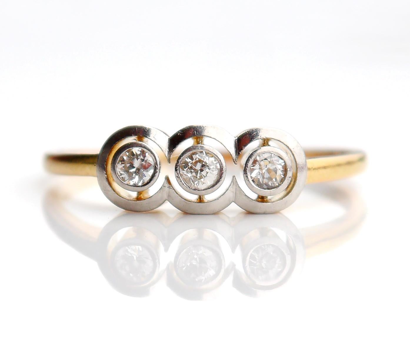 1913 Ring 0.25ct Diamonds solid 18K Yellow Gold Platinum ØUS9.5/ 3gr For Sale 1