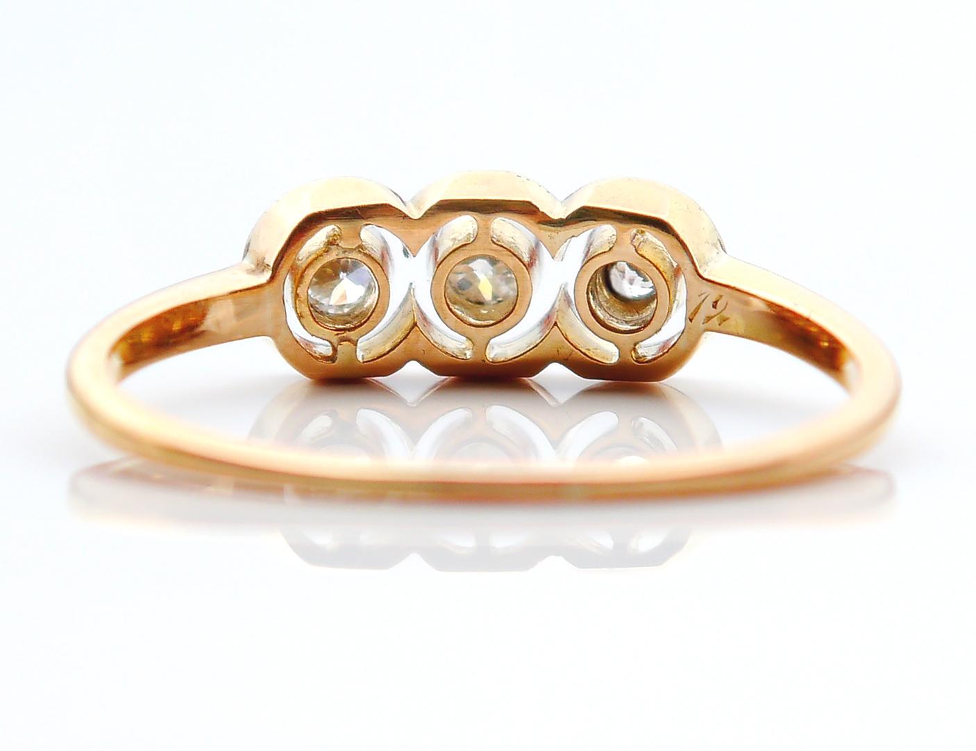 1913 Ring 0.25ct Diamonds solid 18K Yellow Gold Platinum ØUS9.5/ 3gr For Sale 2