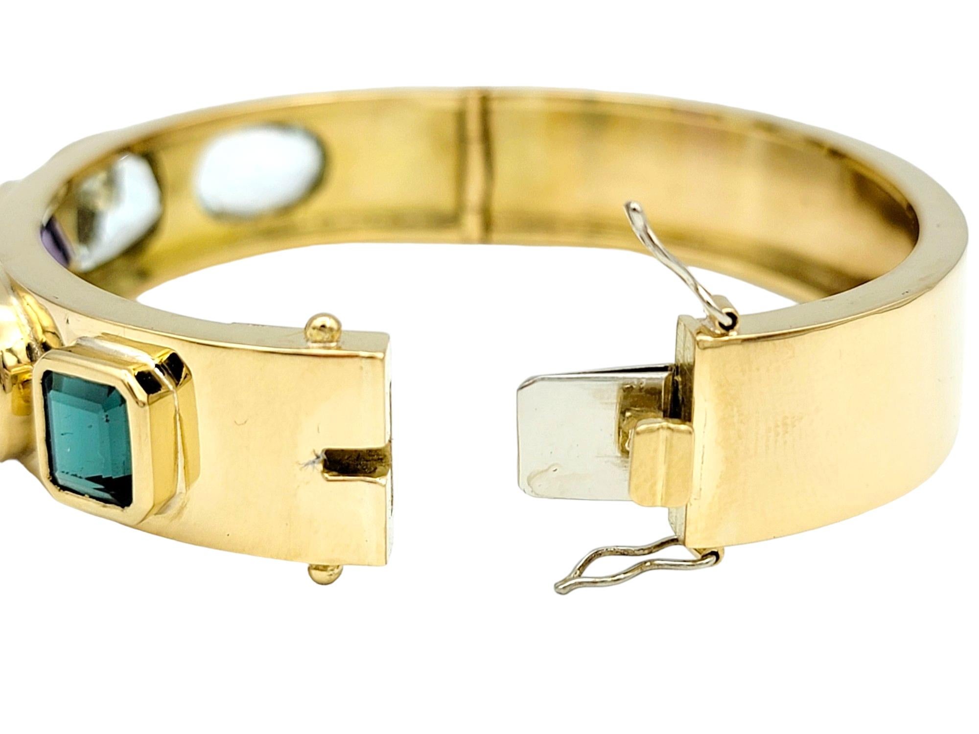 Bracelet jonc à charnières en or jaune 18 carats avec multi-pierres de 19,14 carats au total en vente 5