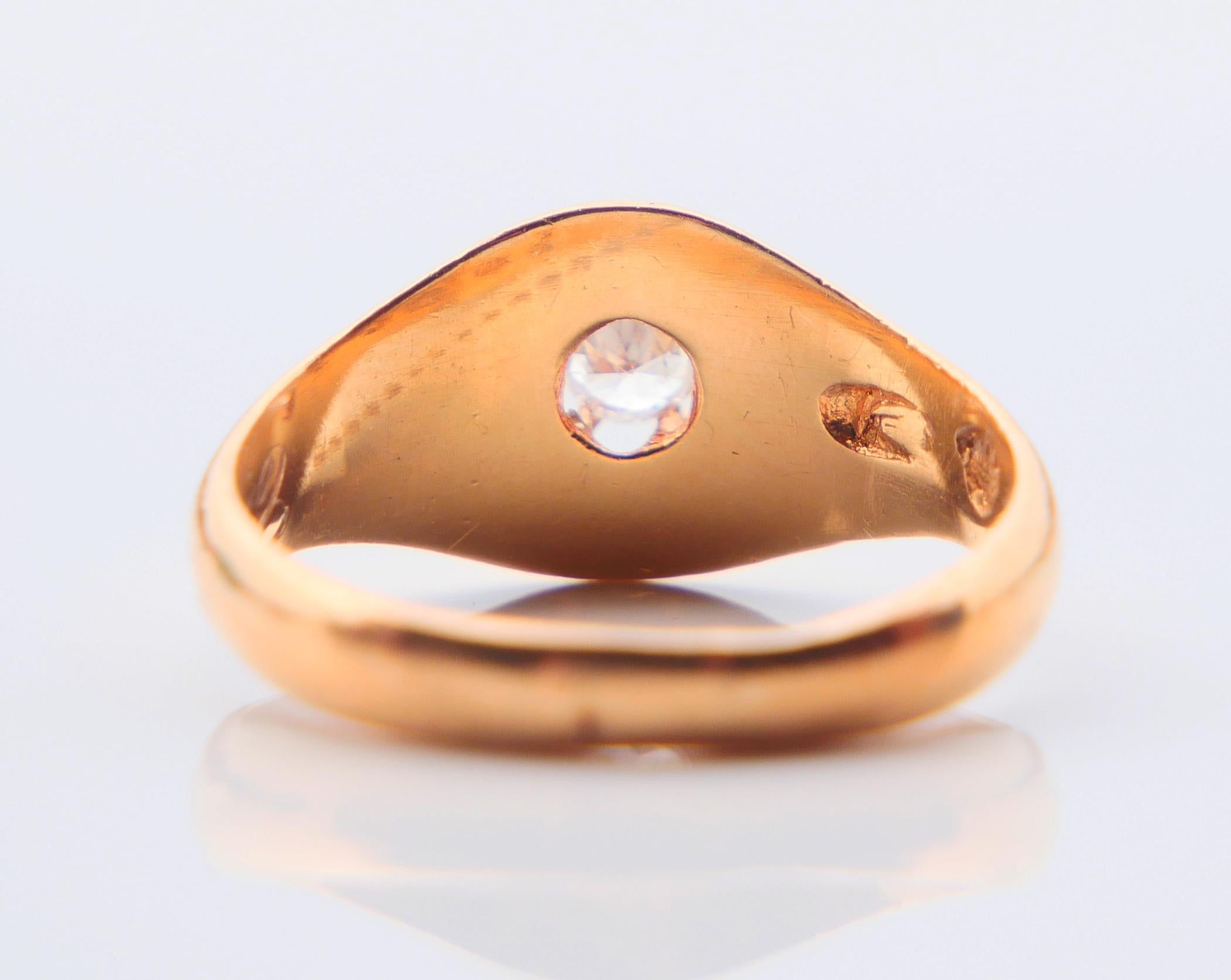 1914 Finish Ring natural 0.25ct Diamond solid 18K Yellow Gold Ø US6.75 /4.17gr For Sale 6