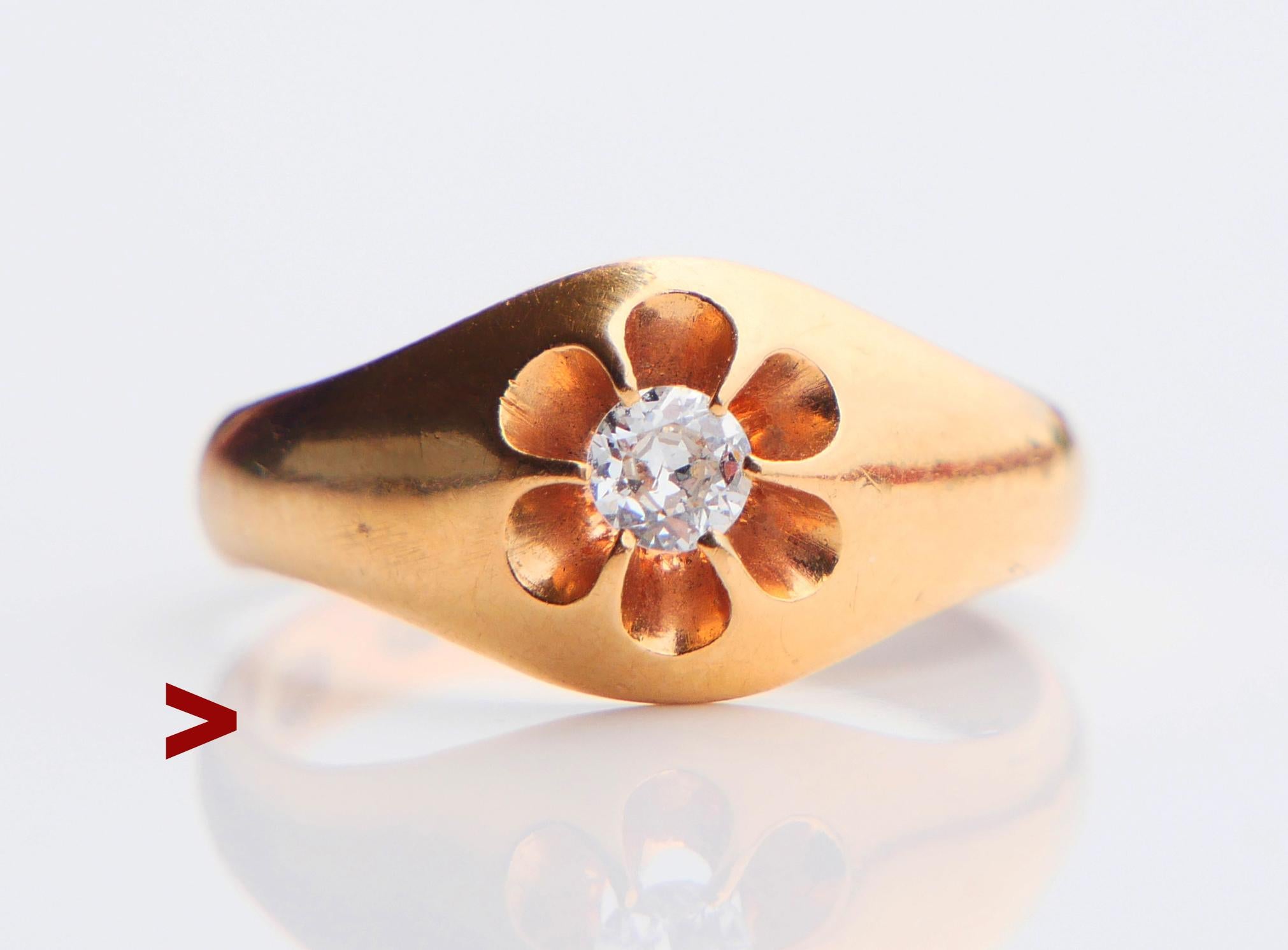 1914 Finish Ring natural 0.25ct Diamond solid 18K Yellow Gold Ø US6.75 /4.17gr For Sale 5