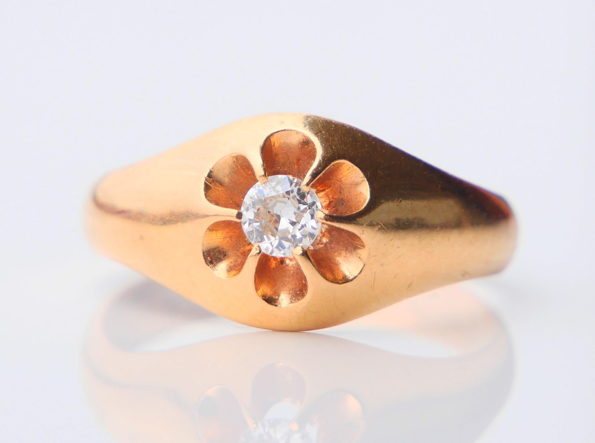 1914 Finish Ring natural 0.25ct Diamond solid 18K Yellow Gold Ø US6.75 /4.17gr For Sale 8
