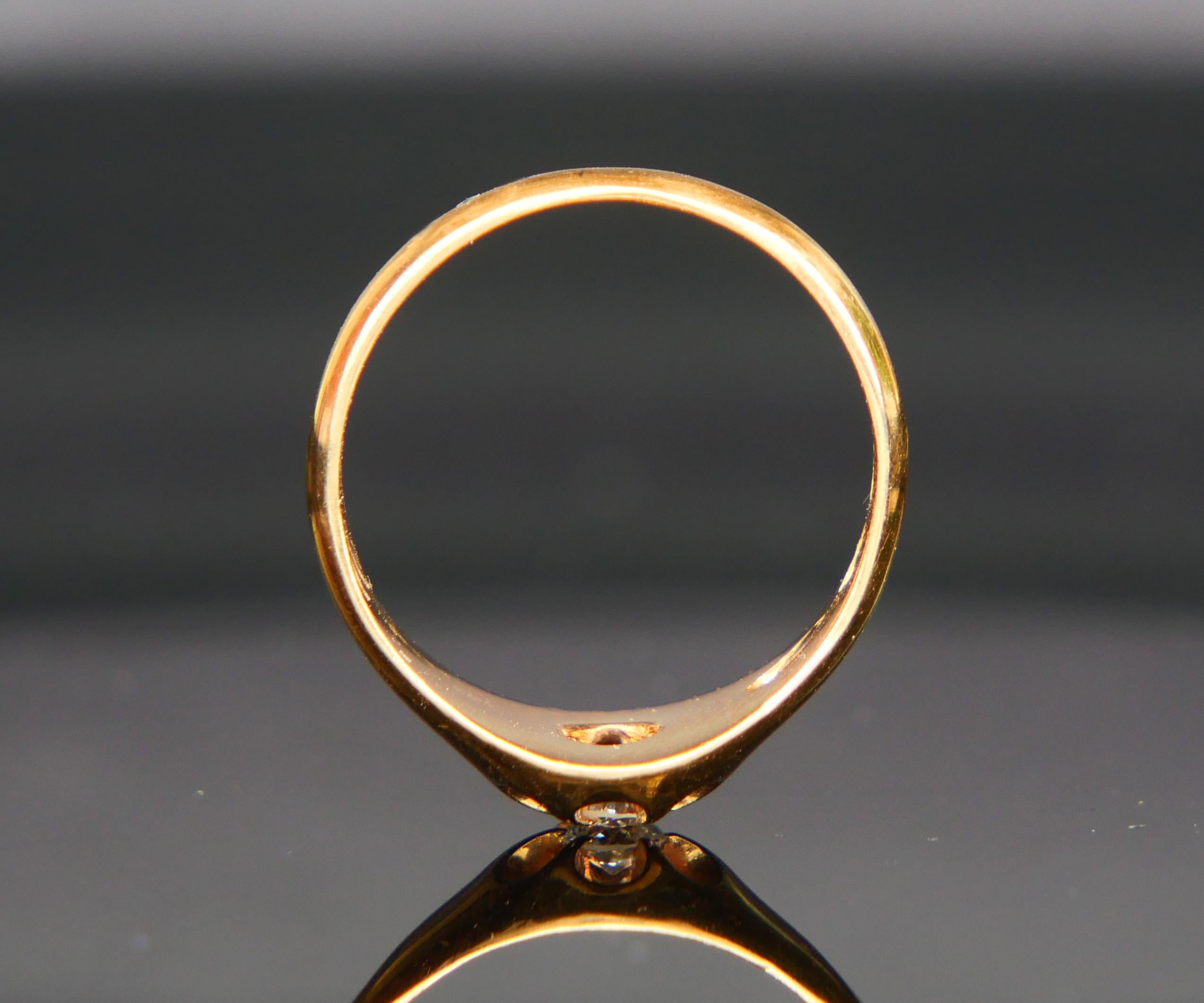 1914 Finish Ring natural 0.25ct Diamond solid 18K Yellow Gold Ø US6.75 /4.17gr For Sale 1