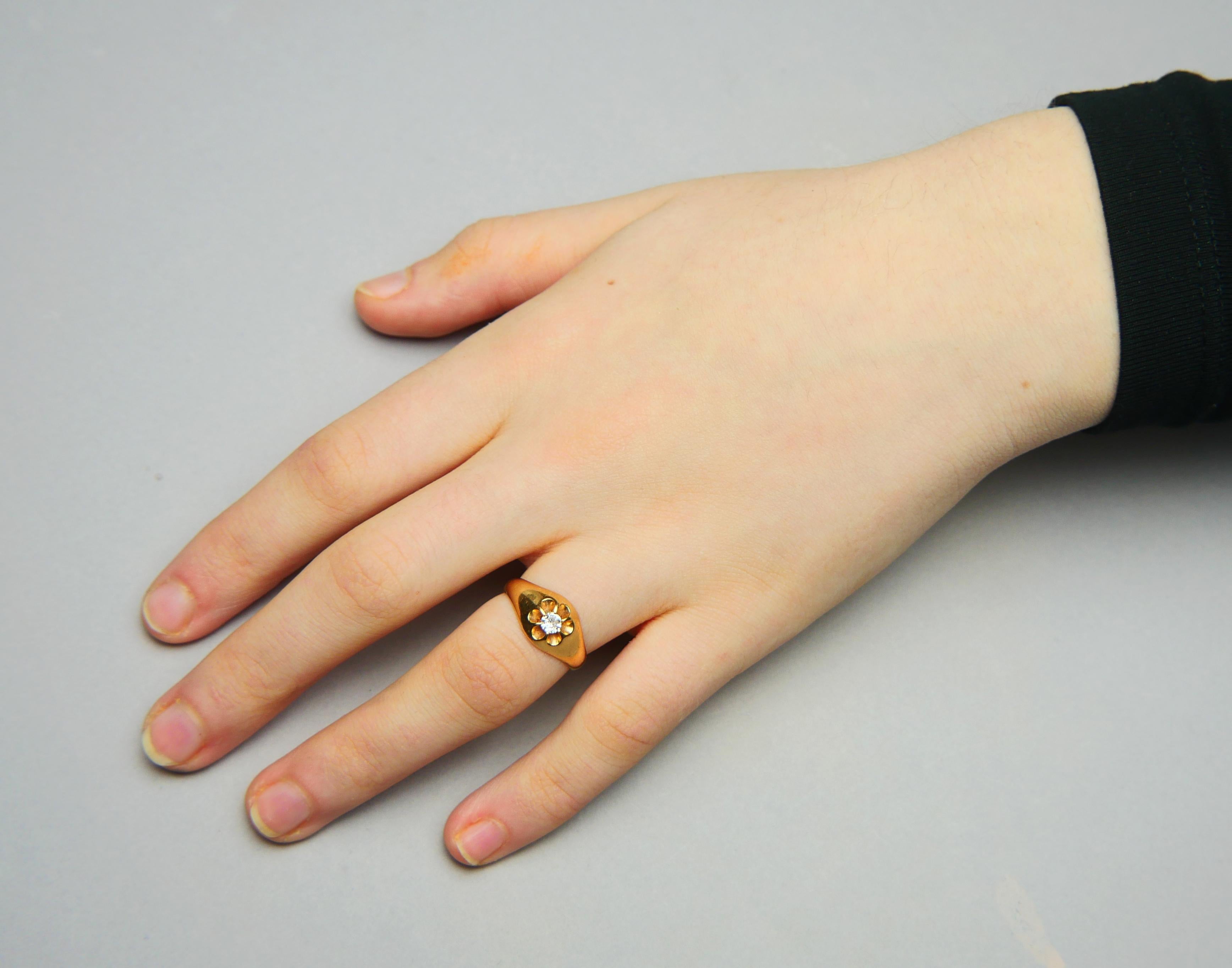 1914 Finish Ring natural 0.25ct Diamond solid 18K Yellow Gold Ø US6.75 /4.17gr For Sale 3