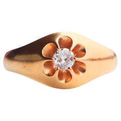 1914 Finish Ring natural 0.25ct Diamond solid 18K Yellow Gold Ø US6.75 /4.17gr
