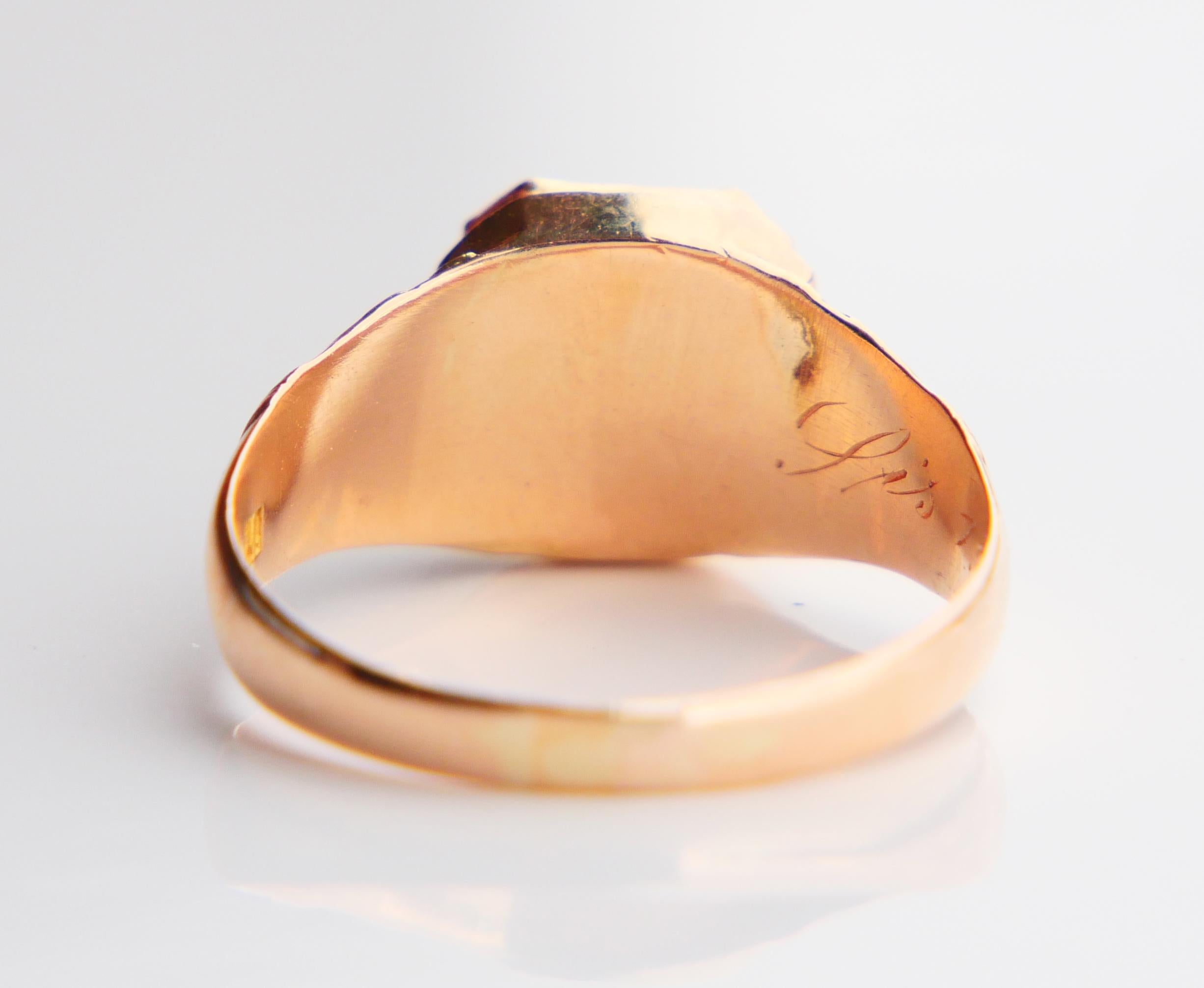 1914 Men Unisex Signet Ring ct. Blood stone solid 14K Gold ØUS 9.25 / 4 gr For Sale 6