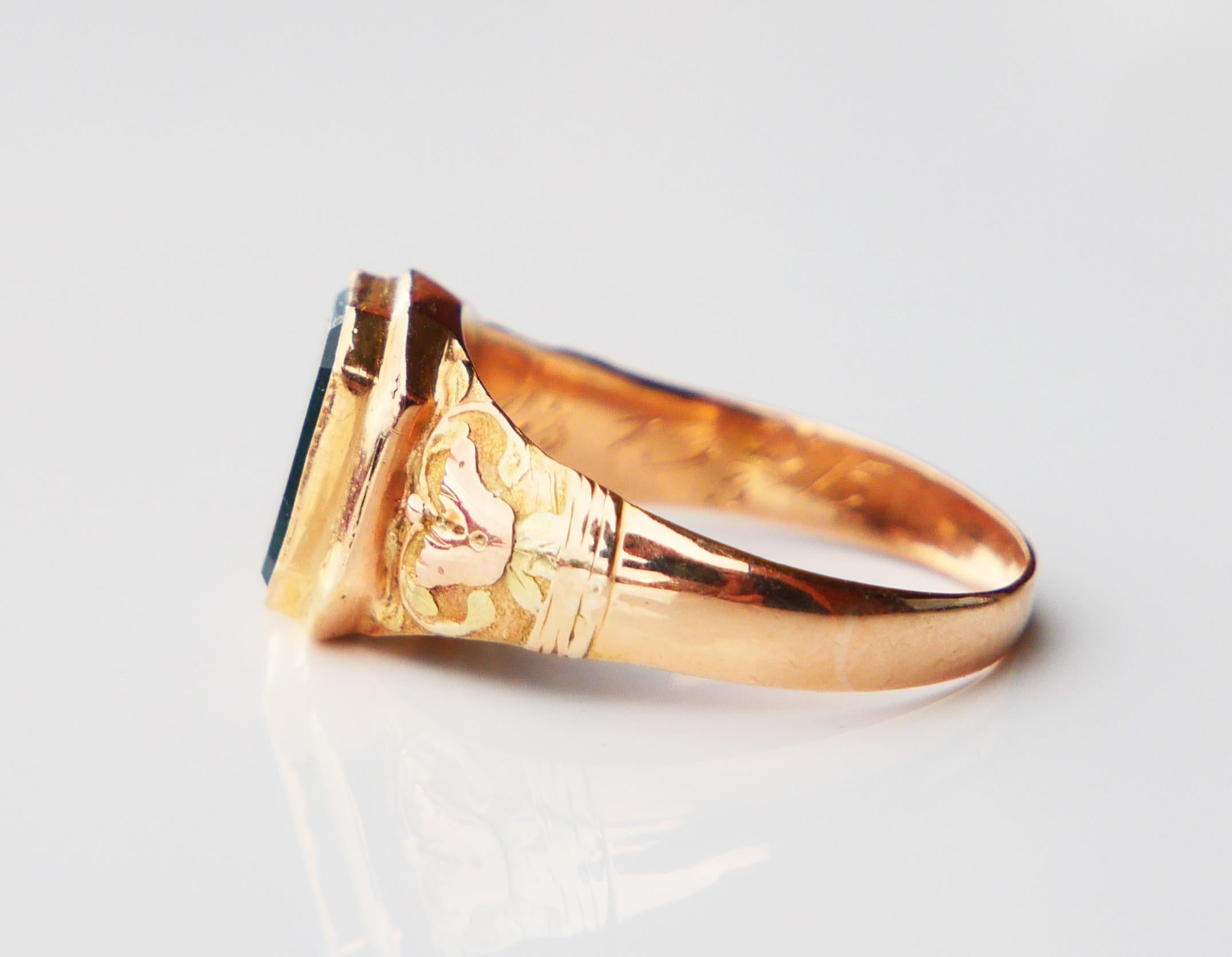 1914 Men Unisex Signet Ring ct. Blood stone solid 14K Gold ØUS 9.25 / 4 gr For Sale 8
