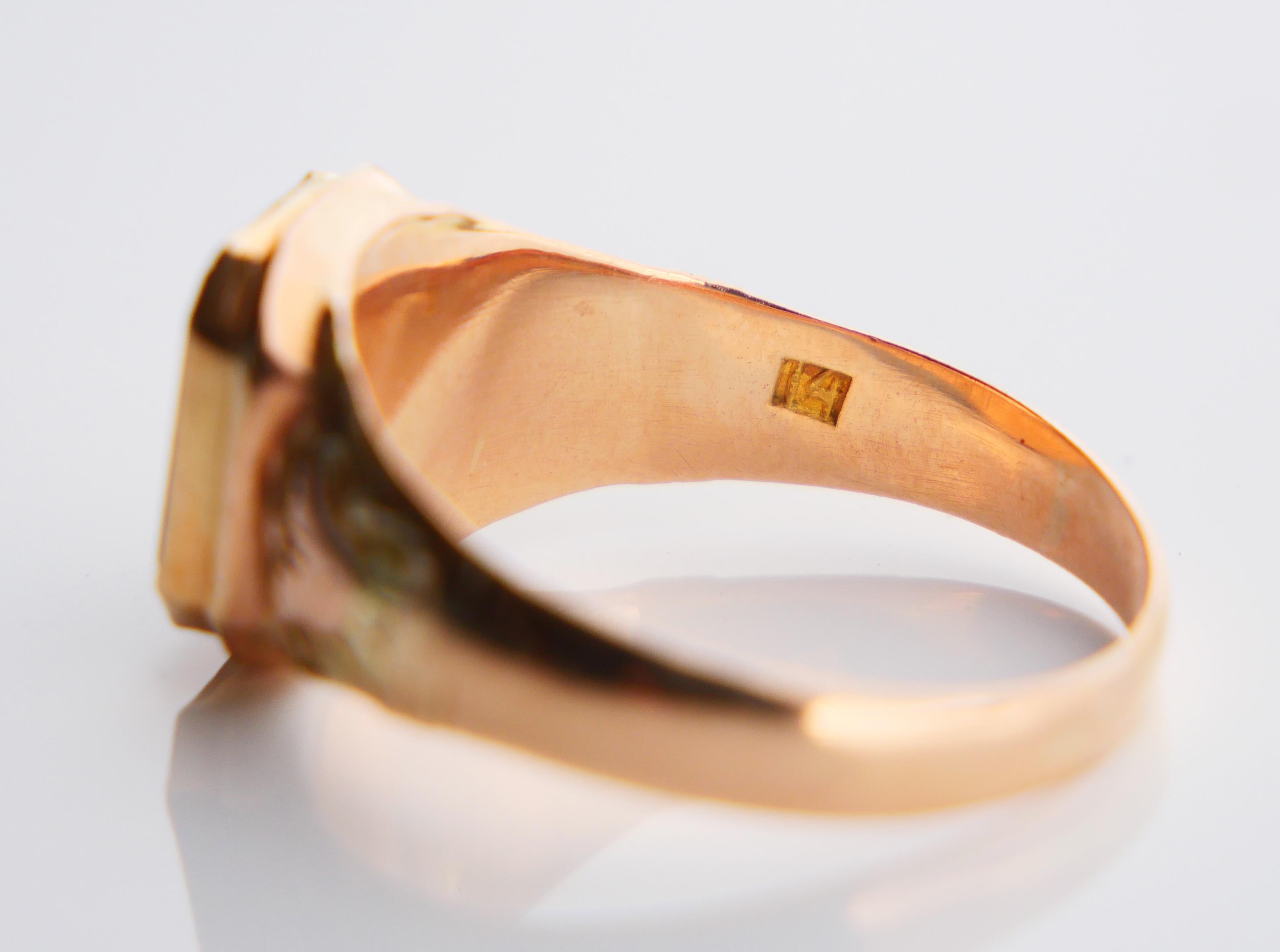 1914 Men Unisex Signet Ring ct. Blood stone solid 14K Gold ØUS 9.25 / 4 gr For Sale 10