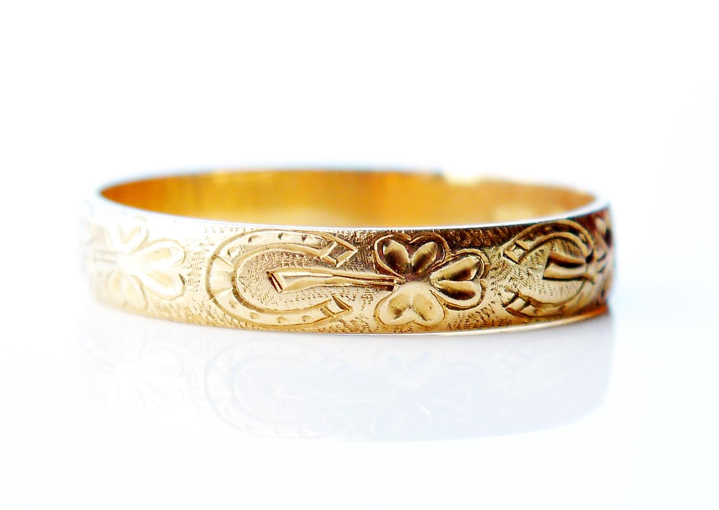 Art Nouveau 1914 Men Wedding Ring solid 18K Yellow Gold Ø US 10.75 /2.9 g