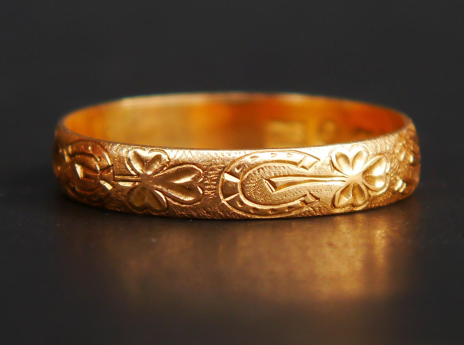 1914 Men Wedding Ring solid 18K Yellow Gold Ø US 10.75 /2.9 g 3