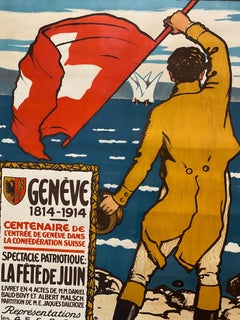 1914 Original Poster, Centenary of Geneva's Entry into the Swiss Confederation