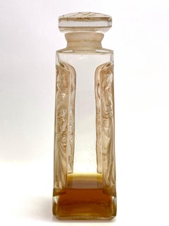 1914 Rene Lalique Ambre Perfume Bottle D'Orsay Frosted Glass Sepia Patina