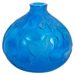 1914 René Lalique Courges Vase Electric Blue Glass Gourds