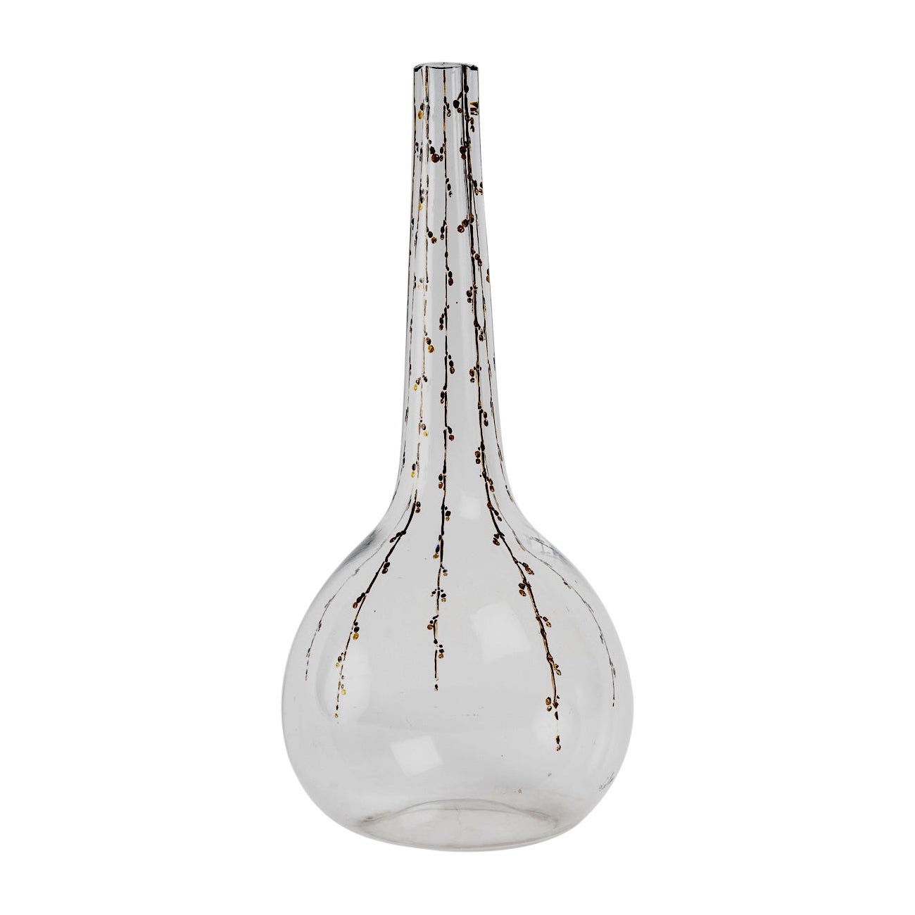 1914 René Lalique, Decanter Delvaux Glass with Black and Gold Enamel