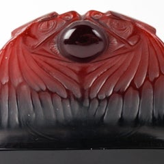 1914 René Lalique - Paperweight Deux Aigles Two Eagles Amber Glass