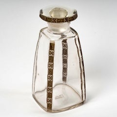 1914 René Lalique, Perfume Bottle Fleurette Clear Glass with Grey Patina
