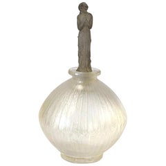 1914 Rene Lalique Roses D'Orsay Parfümflasche Klarglas mit grauer Patina