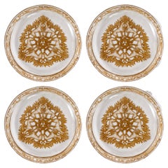 1914 René Lalique Set of 4 Four Plates Dishes Chasse Chiens Glass Sepia Patina