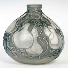 1914 René Lalique, Vase Courges Frosted Glass with Blue Grey Patina