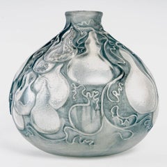 1914 René Lalique, Vase Courges Frosted Glass with Blue Patina