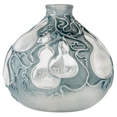 1914 René Lalique, Vase Courges Frosted Glass with Blue Patina