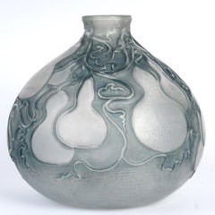 1914 René Lalique - Vase Courges Gourds Glass with Blue Grey Patina