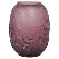 1914 René Lalique Vase Monnaie du Pape Amethyst Plum Glass