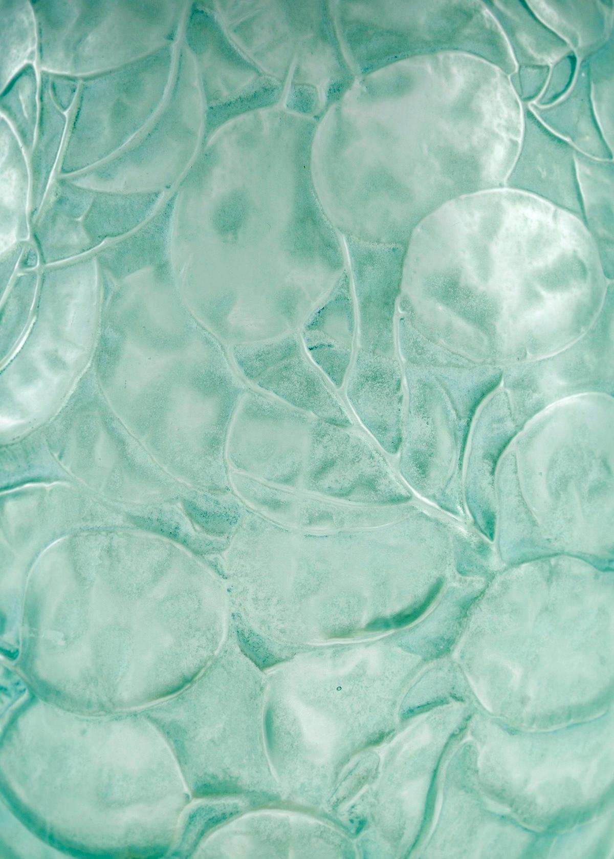 Art Déco 1914 René Lalique - Vaso Monnaie Du Pape in vetro con patina blu & Greene in vendita