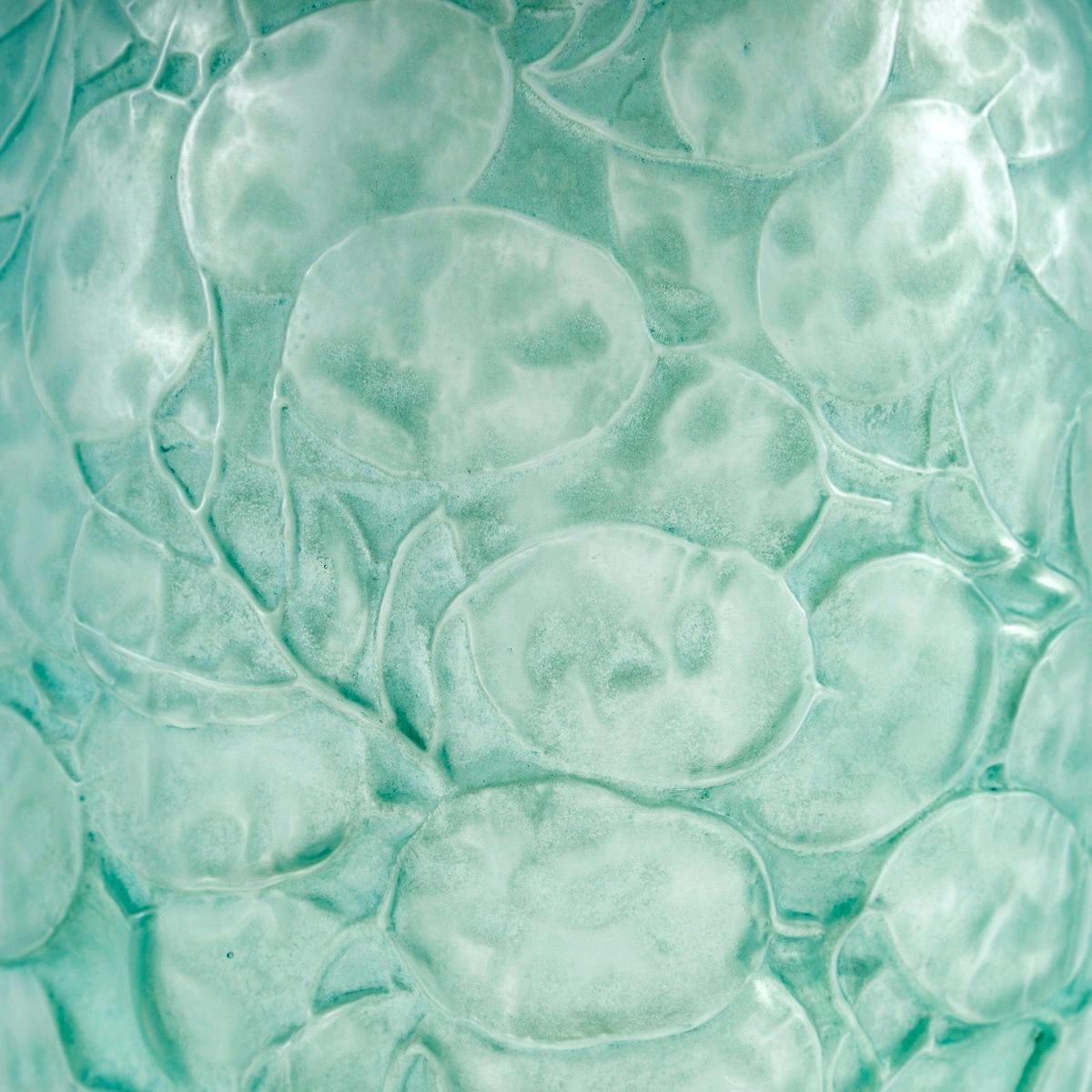 Francese 1914 René Lalique - Vaso Monnaie Du Pape in vetro con patina blu & Greene in vendita
