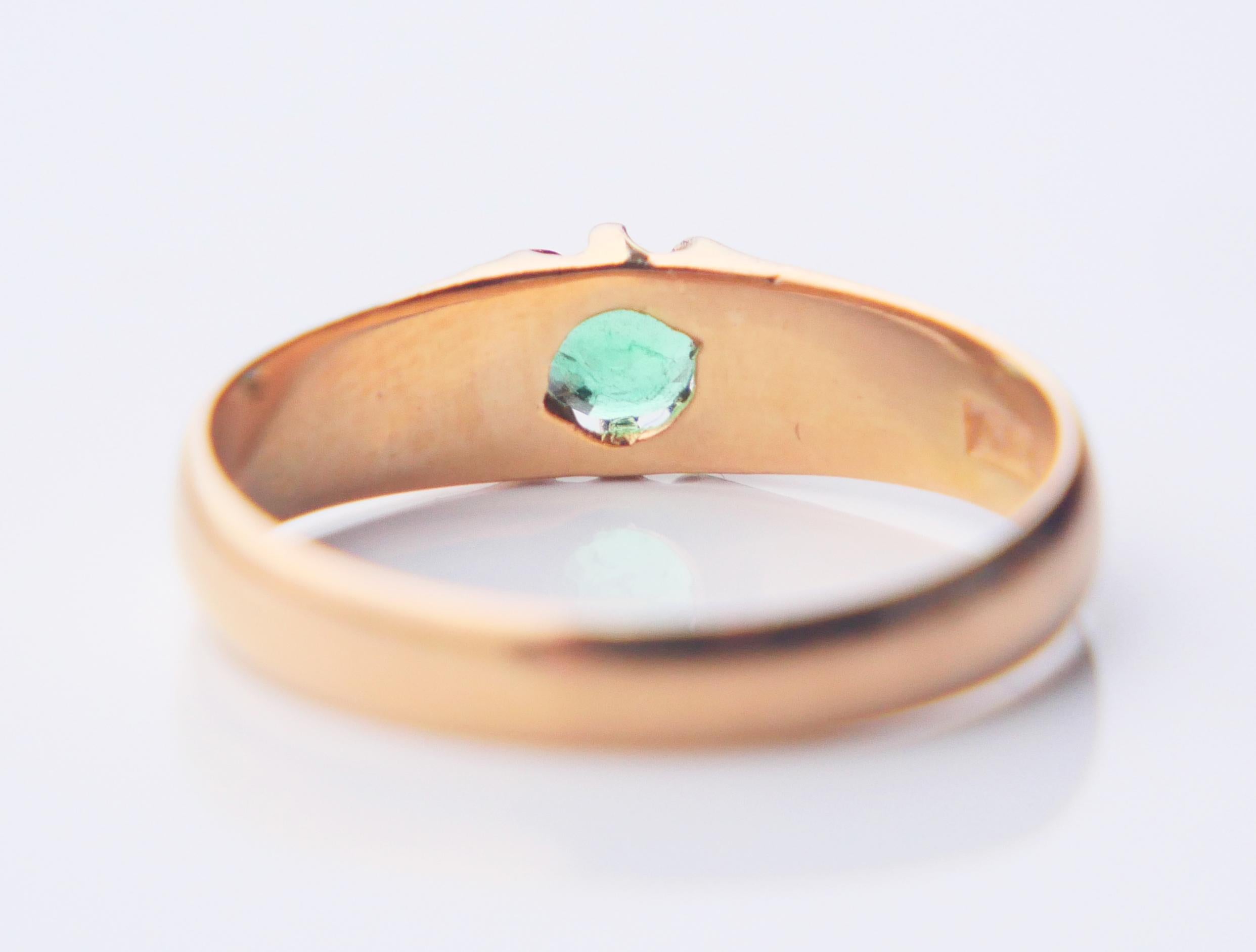 1914 Ring solitaire natural 0.3ct. Emerald solid 18K Gold ØUS 8.5 / 3.11gr For Sale 6