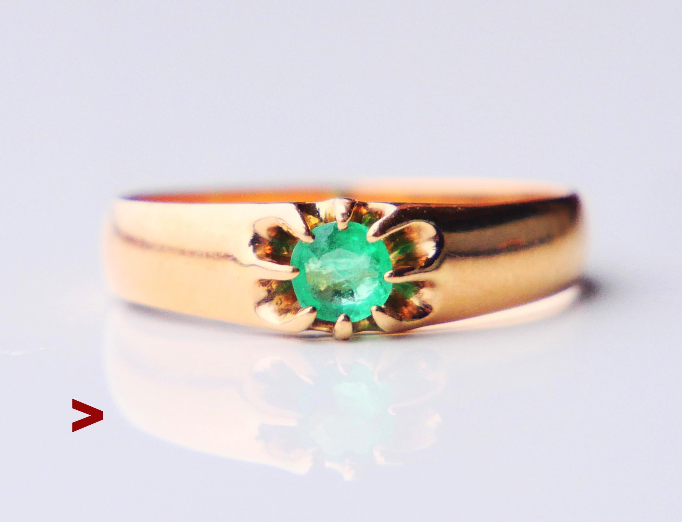 1914 Ring solitaire natural 0.3ct. Emerald solid 18K Gold ØUS 8.5 / 3.11gr For Sale 7