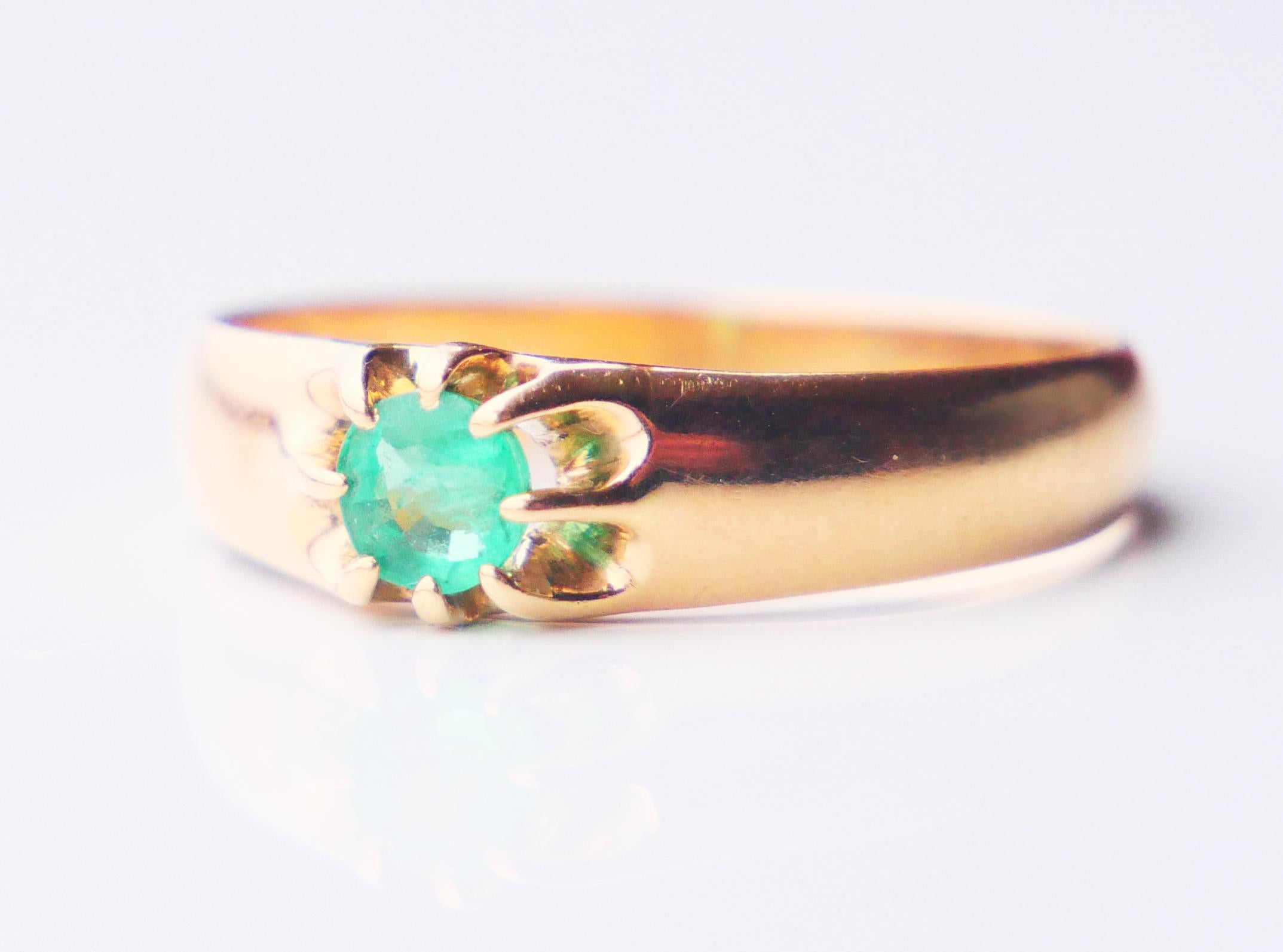 1914 Ring solitaire natural 0.3ct. Emerald solid 18K Gold ØUS 8.5 / 3.11gr For Sale 8