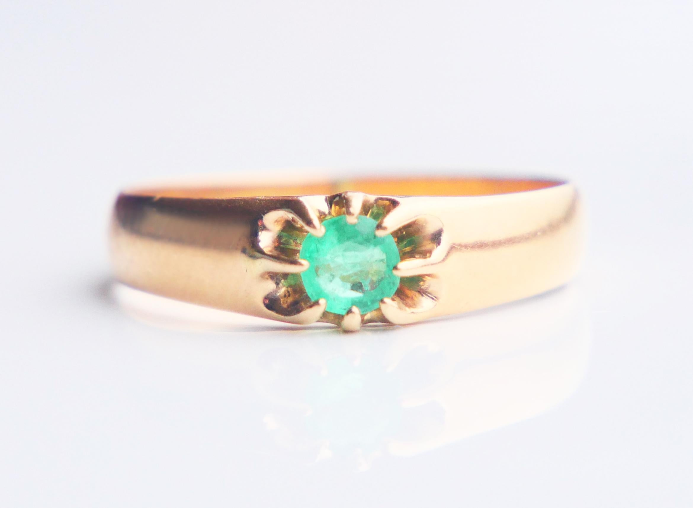 1914 Ring solitaire natural 0.3ct. Emerald solid 18K Gold ØUS 8.5 / 3.11gr For Sale 10
