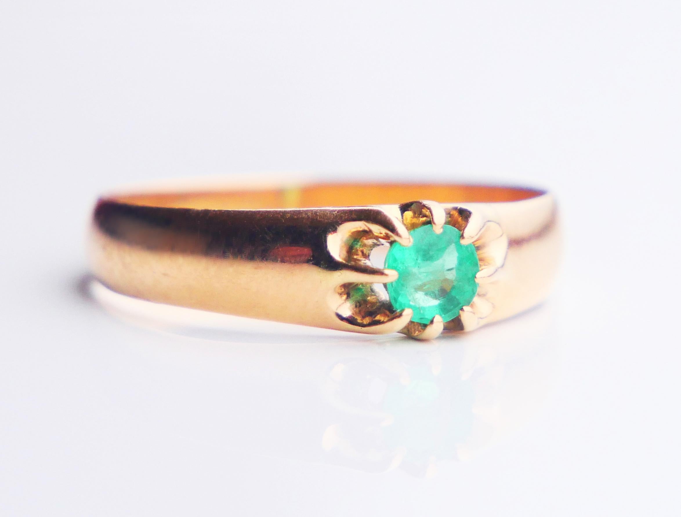 1914 Ring solitaire natural 0.3ct. Emerald solid 18K Gold ØUS 8.5 / 3.11gr For Sale 11